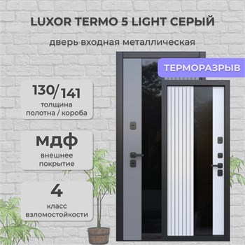 Дверь входная Luxor Termo 5 Light Серый/Эмалит Белый