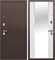 Дверь входная Тайга 7 см. Темный Медный Антик/Эмалит белый Зеркало (960 мм, Правая) 9860-960R